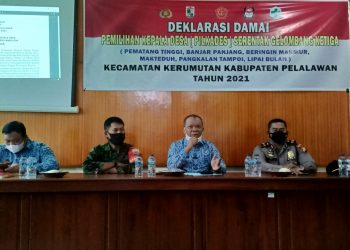 Deklarasi Damai Pilkades serentak 2021, Kapolsek Kerumutan Imbau Cakades Bersaing Sehat