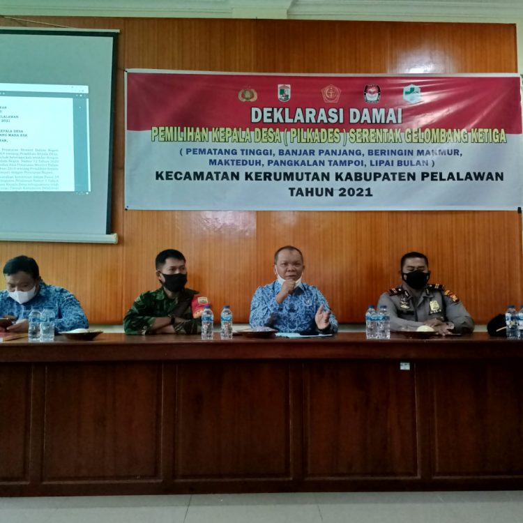 Deklarasi Damai Pilkades serentak 2021, Kapolsek Kerumutan Imbau Cakades Bersaing Sehat