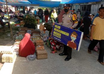 Polsek Bunut Gelar Patroli Keamanan dan Penertiban Prokes di Pasar Minggu Wilkum