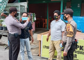 Dukung PPKM, Polsek Kuala Kampar Lakukan Penertiban Prokes di Wilayahnya