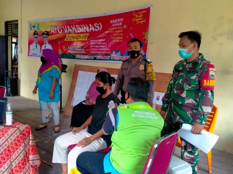 Dukung Percepatan Vaksinasi Covid-19, Polsubsektor Pelalawan Kembali Gelar Pengamanan Vaksinasi