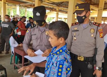 Genjot Percepatan Vaksinasi, Polsek Pangkalan Kuras Terus Lakukan Pemantauan