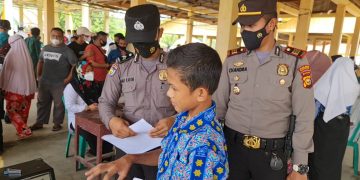 Genjot Percepatan Vaksinasi, Polsek Pangkalan Kuras Terus Lakukan Pemantauan