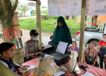 Gelar Vaksinasi Covid-19 di 4 Titik, Polsek Langgam Sasar 680 Orang
