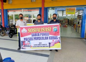 Polsek Pangkalan Kuras Pelalawan Sosialisasi Saber Pungli ke Juru Parkir Swalayan