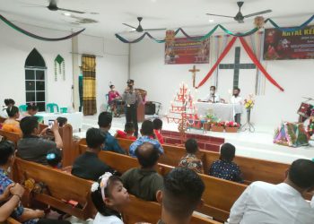 Polsek Pangkalan Kuras Lakukan Pengamanan Natal di 37 Gereja