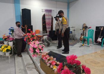 Kegiatan Ibadah Tahun Baru di 10 Gereja Kecamatan Langgam di Pantau Polisi