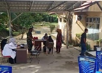 Giat Monitoring, Kapolsek Pangkalan Kuras Kerahkan Personil ke Sejumlah Gerai Vaksinasi