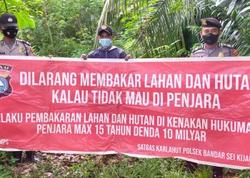 Pastikan Langit Pelalawan Tetap Biru, Polsek Bandar Sei Kijang Intens Patroli Karhutla