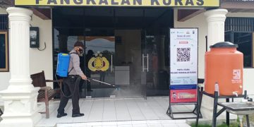 Cegah Lingkungan Kantor dari Penularan Covid-19, Polsek Pangkalan Kuras Lakukan Ini
