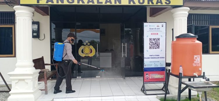 Cegah Lingkungan Kantor dari Penularan Covid-19, Polsek Pangkalan Kuras Lakukan Ini
