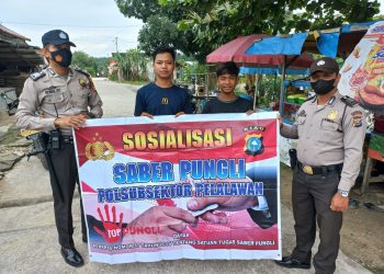 Akhir Pekan, Polsubsektor Pelalawan Keliling Sosialisasikan Saber Pungli