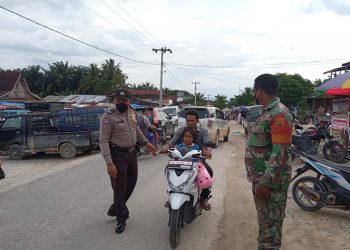 Giat Himbauan, Polsek Langgam : Masyarakat Waspada Aksi Kejahatan dan Terapkan Prokes