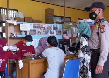 Wujudkan Proses Vaksinasi yang Kondusif, Polsek Teluk Meranti Lakukan Monitoring