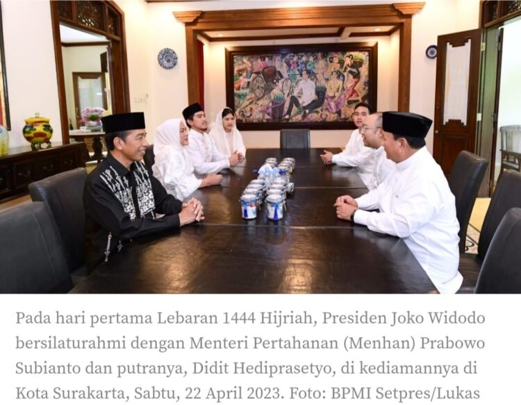 Hari Pertama Lebaran Prabowo Silaturahmi Ke Kediaman Presiden Joko Widodo di Surakarta