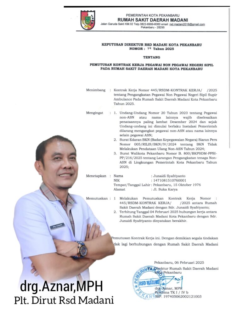 Diduga Relawan GARDA AMAN, THL RS Madani Pekanbaru Putus Kontrak