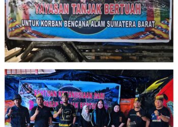 Dari Pekanbaru ke Sumatra Barat, Yayasan Tanjak Bertuah Bawa Satu Truk Donasi Kemanusiaan