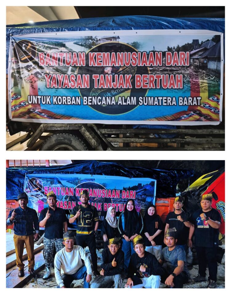 Dari Pekanbaru ke Sumatra Barat, Yayasan Tanjak Bertuah Bawa Satu Truk Donasi Kemanusiaan