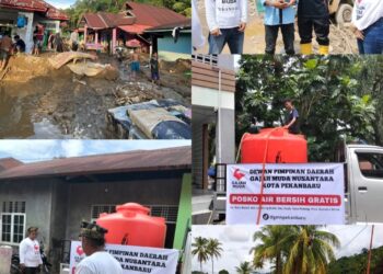 Gotong Royong di Tengah Bencana, Gajah Muda Nusantara (GMN) Kota Pekanbaru Bangun Posko Air Bersih Gratis
