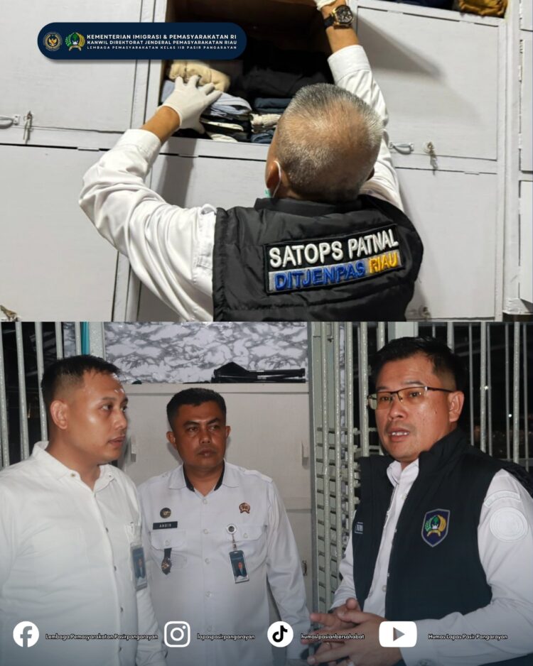 Upaya Deteksi Dini, Kanwil Ditjenpas Riau Laksanakan Razia di Kamar Hunian Warga Binaan Lapas Pasir Pangarayan