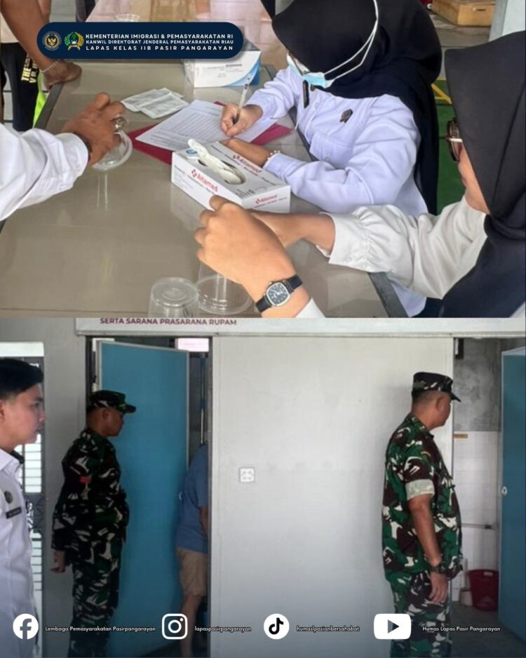 Dukung 15 Program Aksi Kemenimipas, Lapas Pasir Pangarayan Gelar Razia Gabungan dan Tes Urine Bersama TNI
