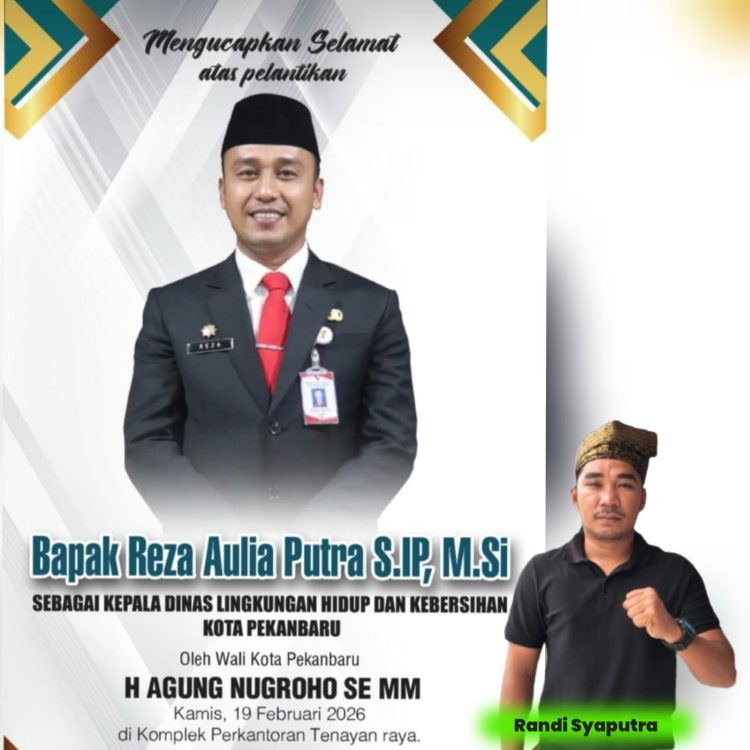 Jejak Hijau Lestari Ucapkan Selamat atas Pelantikan Definitif Kepala DLHK Kota Pekanbaru, Reza Aulia, S.T., M.Si.