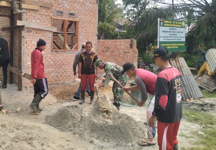 Gotong Royong Jadi Nafas Pengabdian,Kodim 0301 Pekanbaru Lakukan Giat TMMD ke-127