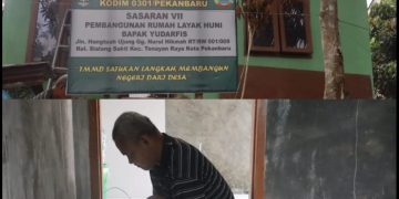 Pembangunan RTLH Almarhum Bapak Yudarfis dalam Program TMMD ke-127 Kodim 0301/Pekanbaru Capai 87 Persen