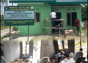 Progres 87 Persen, Pembangunan RTLH Bapak Saudi Alfa Seri oleh Kodim 0301/Pekanbaru Masuki Tahap Pemasangan Keramik