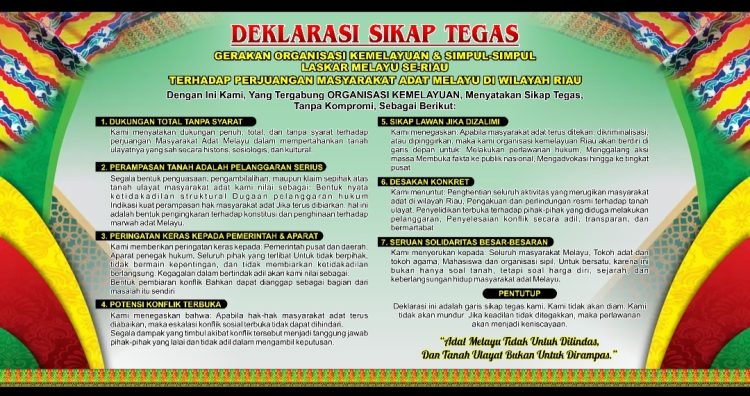 Seruan Deklarasi,Bersatu Memperjuangkan Tanah Ulayat dan Hak Masyarakat Adat