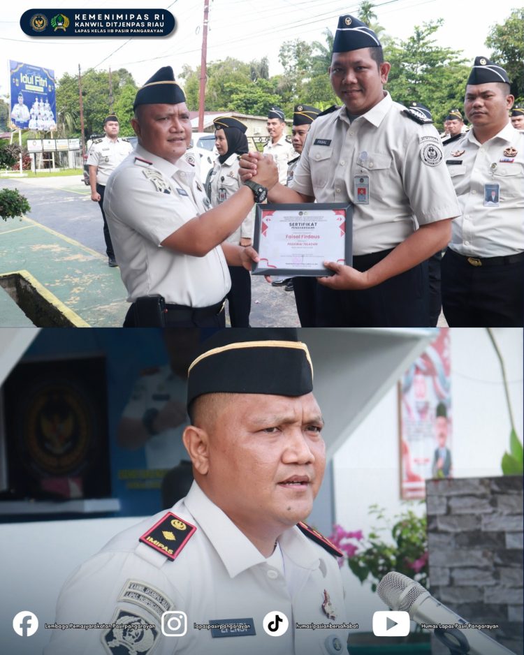 Tingkatkan Kinerja Petugas, Kalapas Pasir Pangarayan Sematkan Pangkat Baru dan Anugerahkan Penghargaan Pegawai Teladan