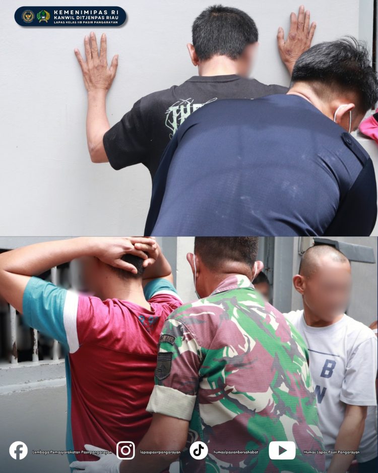 Sambut Hari Bakti Pemasyarakatan, Lapas Kelas IIB Pasir Pangarayan Gandeng TNI Gelar Razia Serentak dan Tes Urine