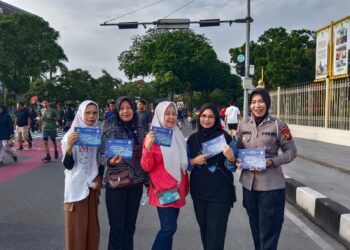 Polisi Menyapa di CFD Pekanbaru, Ditlantas Polda Riau Tebar Edukasi Keselamatan dan Semangat Green Policing