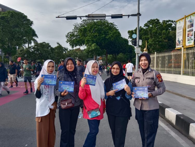 Polisi Menyapa di CFD Pekanbaru, Ditlantas Polda Riau Tebar Edukasi Keselamatan dan Semangat Green Policing