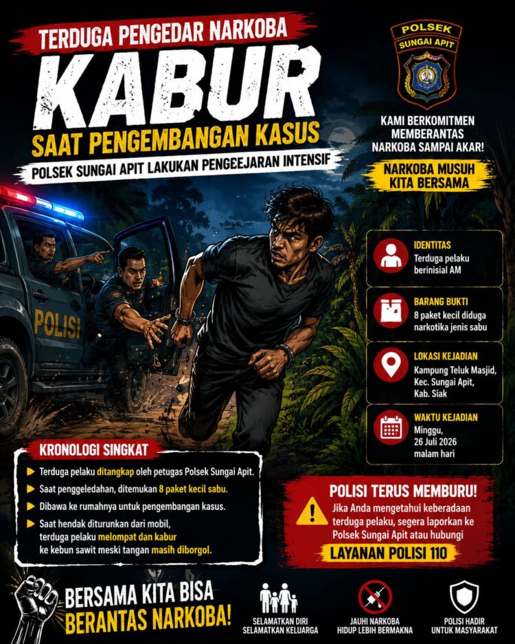 Terduga Pengedar Sabu Lolos Saat Pengembangan Kasus, Polisi Kejar Hingga ke Kebun Sawit