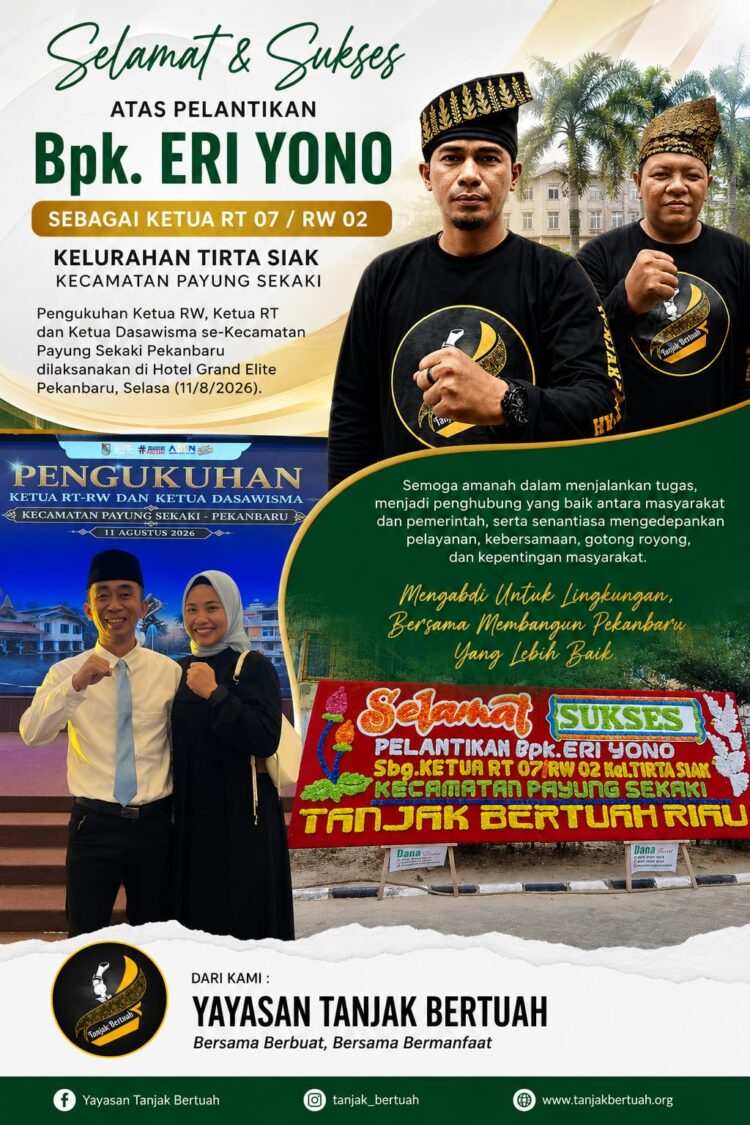 Eri Yono Pengurus Tanjak Bertuah Dilantik Jadi Ketua RT, Siap Mengabdi untuk Warga Tirta Siak