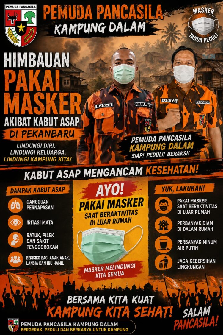 Pemuda Pancasila Kampung Dalam Ajak Warga Waspada Kabut Asap, Utamakan Kesehatan dan Gunakan Masker