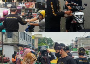 Ratusan Paket Makanan dan Masker Dibagikan, Tanjak Bertuah Riau Kembali “Bertingkah”